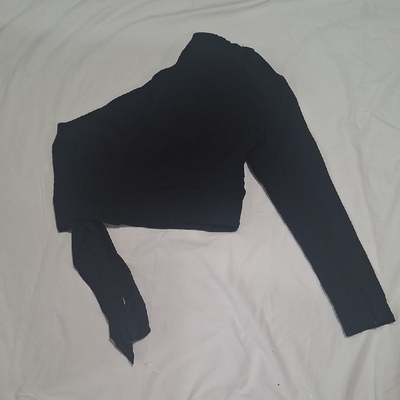 Free People Wome's Black One-Shoulder Crop Top Size M - Picture 7 of 10